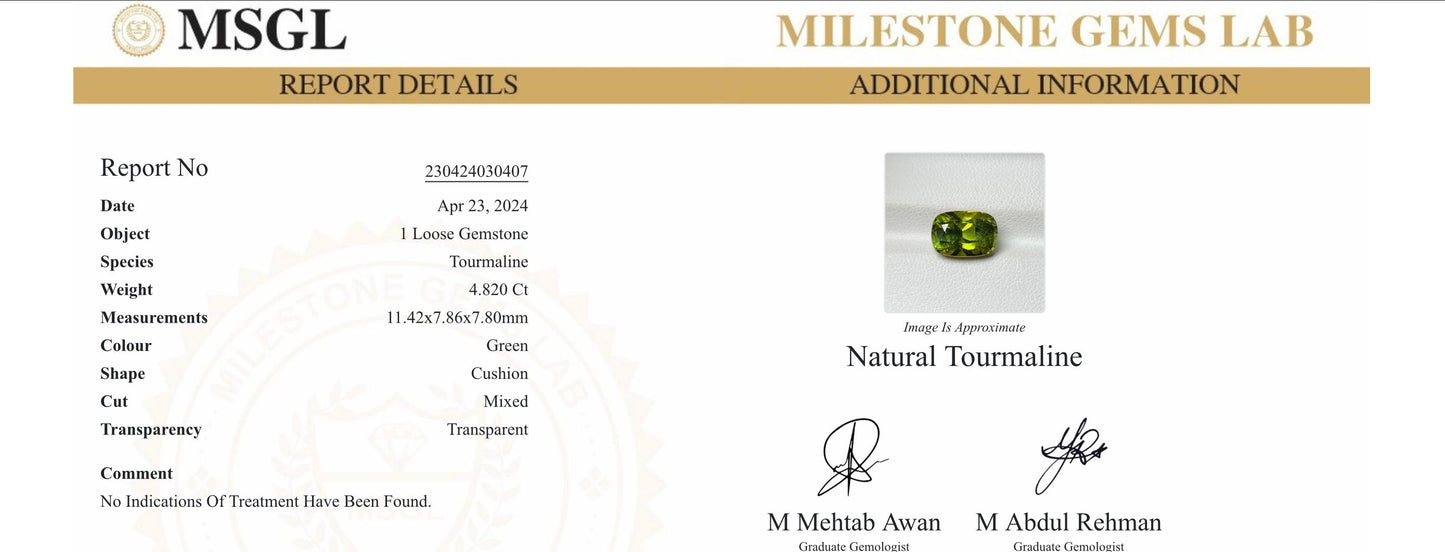 Natural Tourmaline - 4.820 Ct