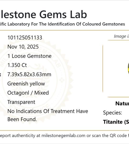 1.350 Ct Natural Greenish Yellow Sphene